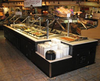 Island Salad bar with corner container recess